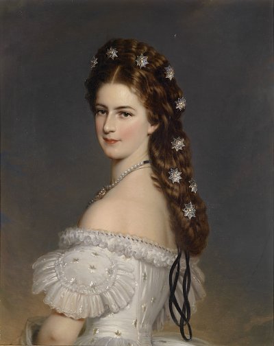 Kaiserin Elisabeth mit Diamentsternen von Franz Xaver Winterhalter als Kunstdruck auf Leinwand