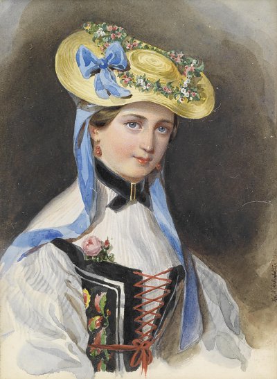 Prinzessin Liechtenstein im Kostüm von Franz Xaver Winterhalter als Kunstdruck auf Leinwand