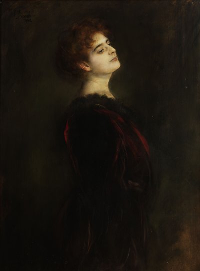 Bildnis Frau Elsa Mothwurf von Franz von Lenbach als Kunstdruck auf Leinwand