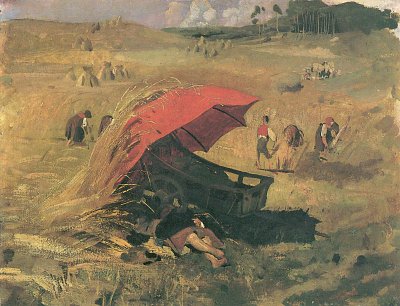 Der rote Schirm von Franz von Lenbach als Kunstdruck auf Leinwand