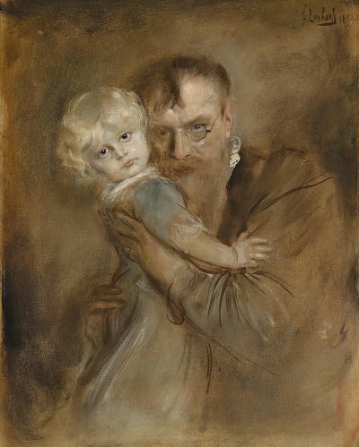 Selbstporträt mit Tochter Marion von Franz von Lenbach als Kunstdruck auf Leinwand