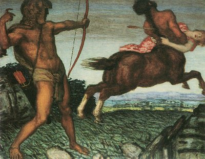 Herkules und Nessus von Franz-von-Stuck als Kunstdruck auf Leinwand