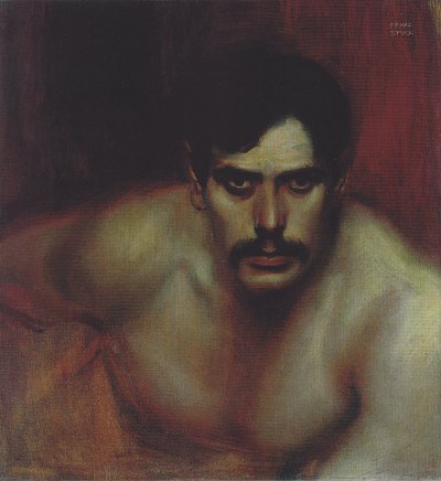 Männlich Portrait Studie ein schlechtes Gewissen von Franz-von-Stuck als Kunstdruck auf Leinwand