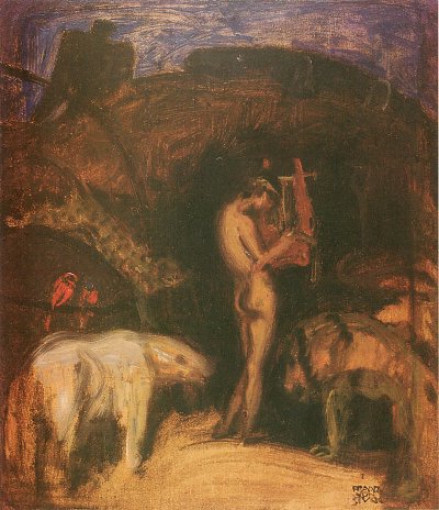 Orpheus und die Tiere von Franz-von-Stuck als Kunstdruck auf Leinwand