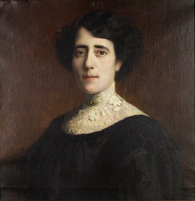 Portrait einer Dame mit Spitzenkragen von Franz-von-Stuck als Kunstdruck auf Leinwand