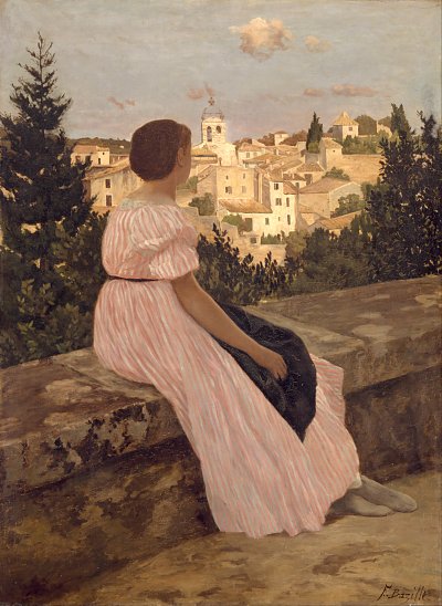 Il vestito rosa von Frederic Bazille als Kunstdruck auf Leinwand