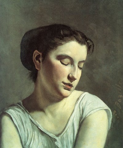 Young Woman with Lowered Eyes von Frederic Bazille als Kunstdruck auf Leinwand