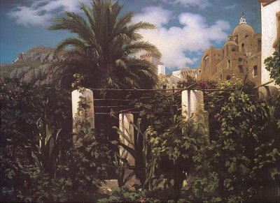 Garten eines Capri Inn von Frederic Leighton als Kunstdruck auf Leinwand