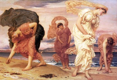 Griechische Mädchen die Kiesel von Frederic Leighton als Kunstdruck auf Leinwand