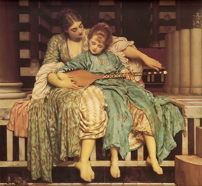 Musikunterricht von Frederic Leighton als Kunstdruck auf Leinwand