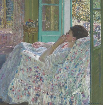 Gelbes Zimmer von Frederick Carl Frieseke als Kunstdruck auf Leinwand