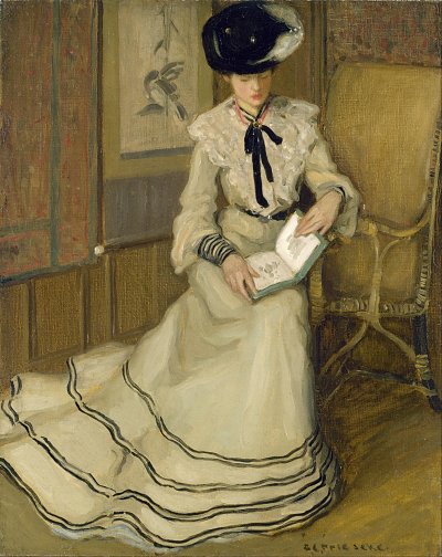Lesendes Mädchen von Frederick Carl Frieseke als Kunstdruck auf Leinwand