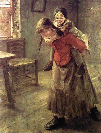 Die grosse Schwester von Fritz von Uhde als Kunstdruck auf Leinwand