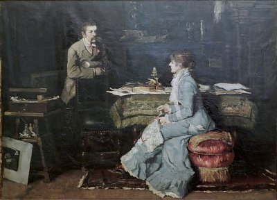 Fritz von Uhde mit Ehefrau im Atelier von Fritz von Uhde als Kunstdruck auf Leinwand