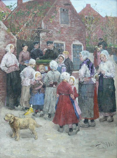 Leierkastenmann von Fritz von Uhde als Kunstdruck auf Leinwand
