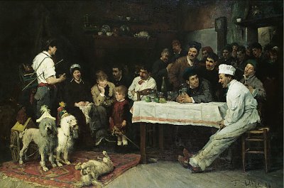 The Performing Dogs von Fritz von Uhde als Kunstdruck auf Leinwand