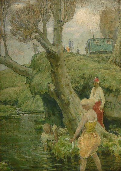 Die Fischdiebe von Fritz Erler als Kunstdruck auf Leinwand