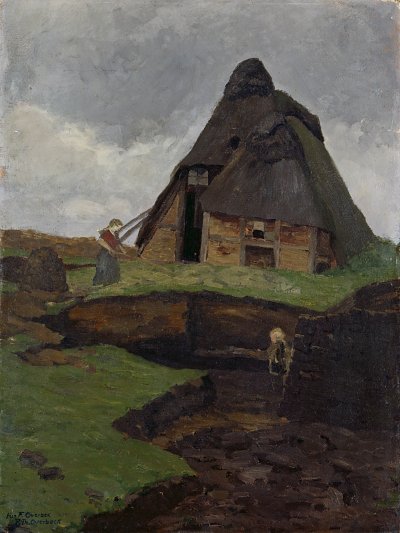 Moorkate mit Kind von Fritz Overbeck als Kunstdruck auf Leinwand