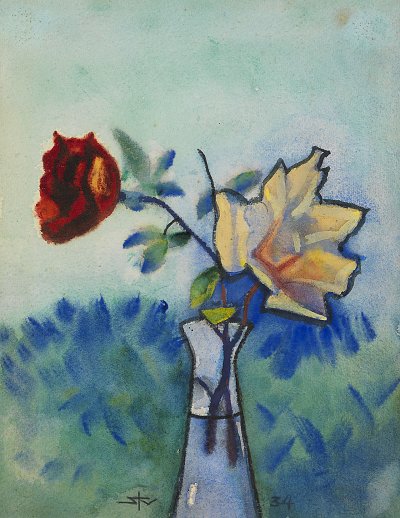 Blumenstillleben von Fritz Stuckenberg als Kunstdruck auf Leinwand