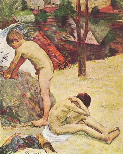 Badende bretonische Knaben von Gauguin als Kunstdruck auf Leinwand