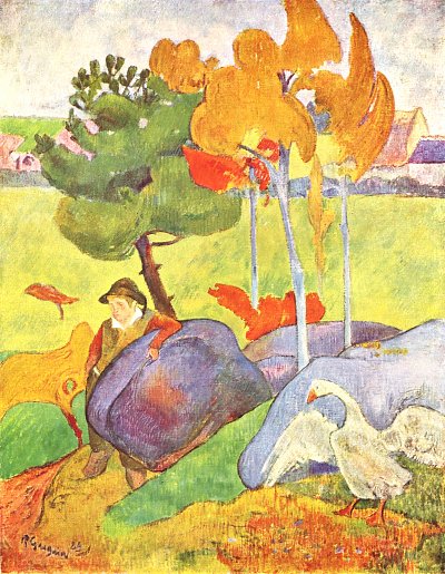 Bretonischer Gaensehirt von Gauguin als Kunstdruck auf Leinwand