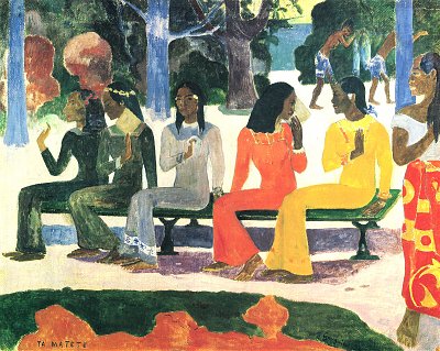 Der Markt Ta matete von Gauguin als Kunstdruck auf Leinwand