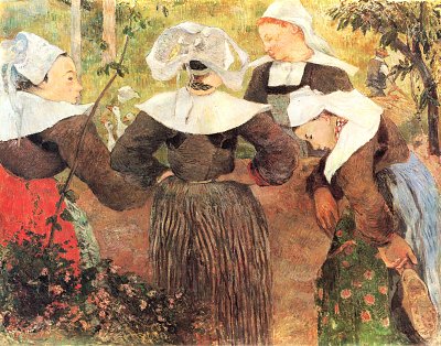 Der Tanz der vier Bretoninnen von Gauguin als Kunstdruck auf Leinwand
