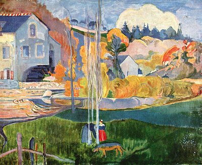 Die David Muehle in Pont Aven von Gauguin als Kunstdruck auf Leinwand