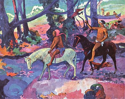 Die Furt von Gauguin als Kunstdruck auf Leinwand
