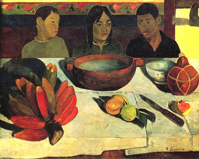 Die Mahlzeit von Gauguin als Kunstdruck auf Leinwand
