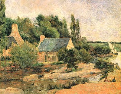 Die Waescherinnen von Pont Aven von Paul Gauguin als Kunstdruck auf Leinwand