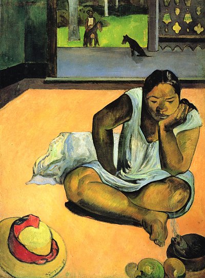 Die schmollende Te faaturuma von Gauguin als Kunstdruck auf Leinwand
