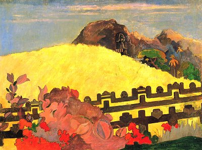 Dort ist der Tempel von Gauguin als Kunstdruck auf Leinwand