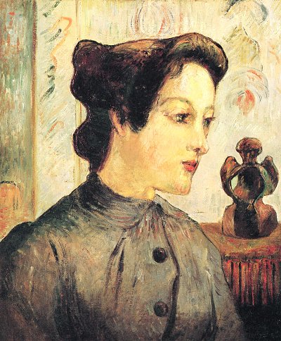 Frau mit Haarknoten von Paul Gauguin als Kunstdruck auf Leinwand