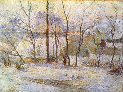 Garten im Schnee von Paul Gauguin als Kunstdruck auf Leinwand