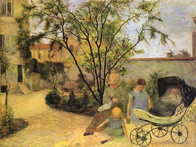 Garten in der Rue Carcel von Paul Gauguin als Kunstdruck auf Leinwand