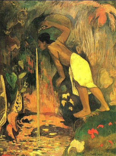 Geheimnisvolle Quelle von Paul Gauguin als Kunstdruck auf Leinwand