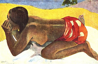 Otahi allein von Gauguin als Kunstdruck auf Leinwand