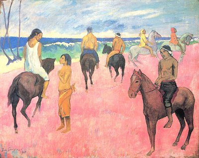 Reiter am Strand 2 von Gauguin als Kunstdruck auf Leinwand