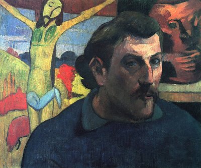 Selbstbildnis mit gelbem Christus von Paul Gauguin als Kunstdruck auf Leinwand