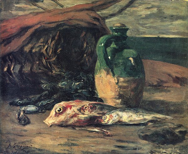 Kunstdruck Stillleben mit Fischen von Gauguin als Leinwandbild