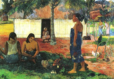Warum bist du boese von Paul Gauguin als Kunstdruck auf Leinwand