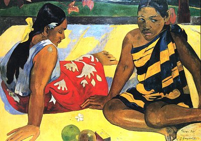 Zwei Frauen auf Tahiti von Paul Gauguin als Kunstdruck auf Leinwand