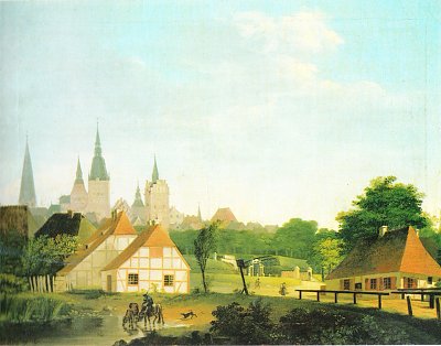 Ansicht Rostocks vom Gertrudenplatz aus von Georg Friedrich Kersting als Kunstdruck auf Leinwand