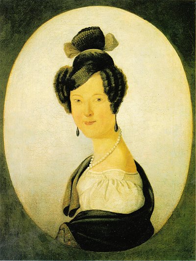Dame mit Perlenkette von Georg Friedrich Kersting als Kunstdruck auf Leinwand