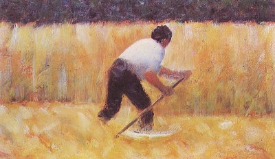 Beim Maehen von Georges Seurat als Kunstdruck auf Leinwand