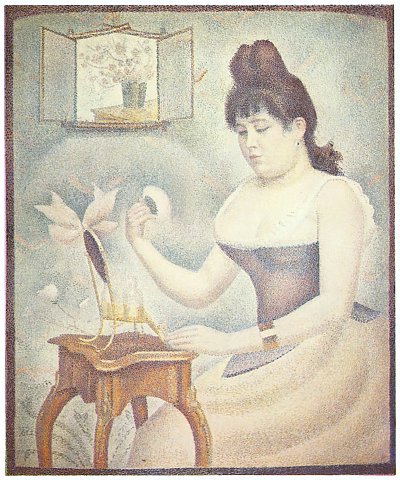 Die Frau mit der Puderquaste von Georges Seurat als Kunstdruck auf Leinwand