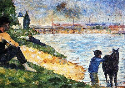 Ein Badeplatz in Asnieres Studie von Georges Seurat als Kunstdruck auf Leinwand