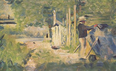 Ein Mann streicht sein Boot von Georges Seurat als Kunstdruck auf Leinwand