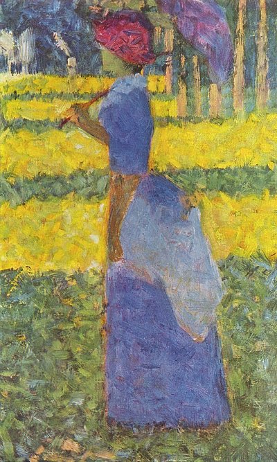 Frau mit Sonnenschirm von Georges Seurat als Kunstdruck auf Leinwand